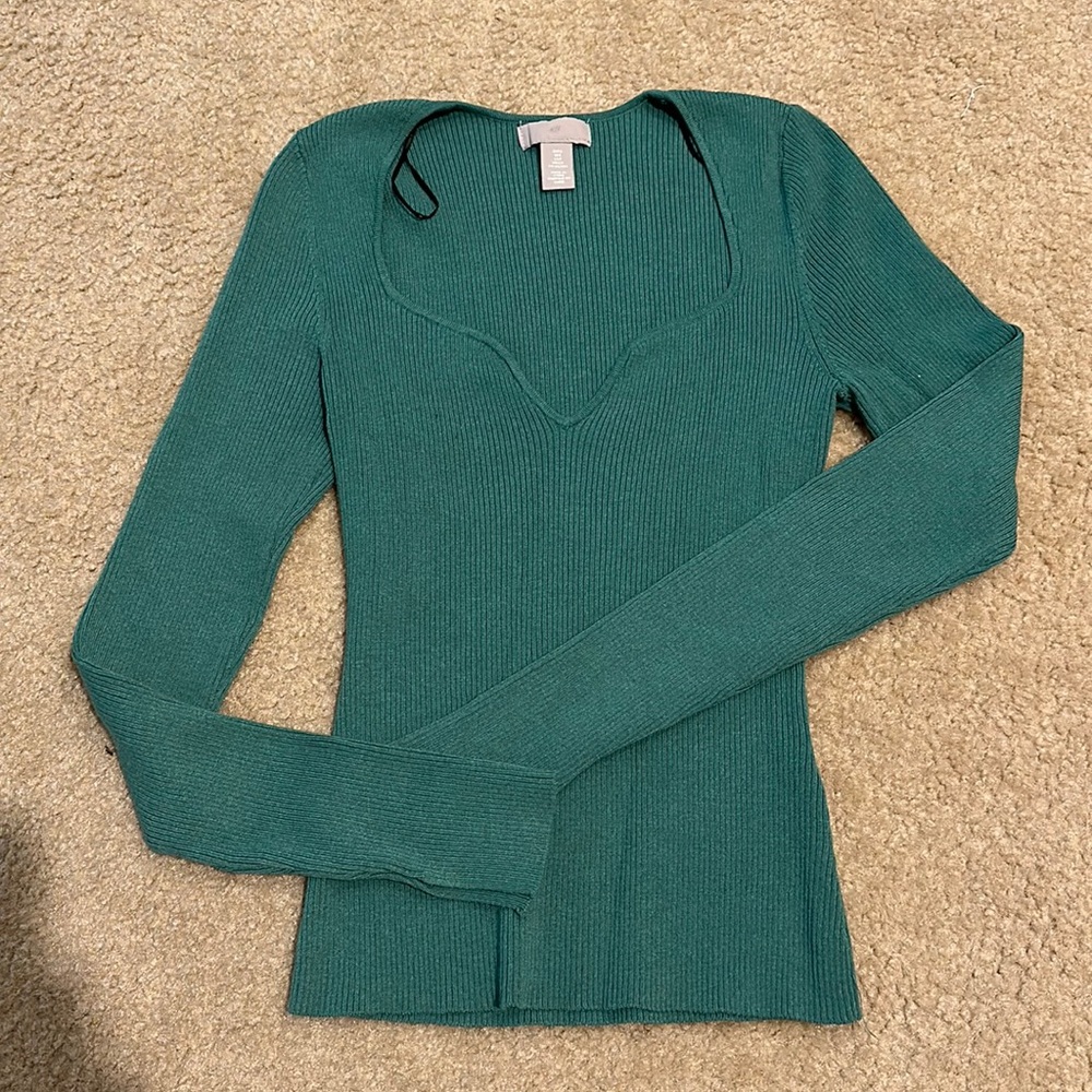 Green Rib knit top
